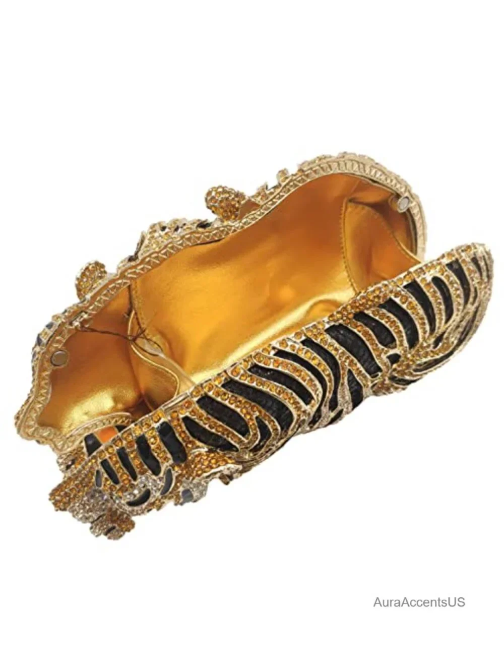 Sparkling Crystal Tiger Clutch Evening Bag Formal Rhinestone Bridal Purse Faux